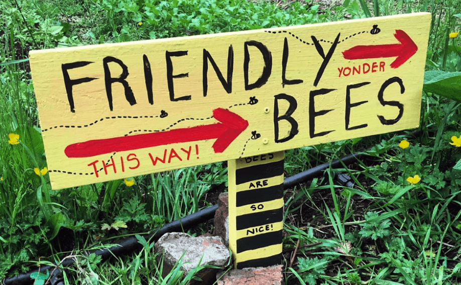 Friendly bees sign